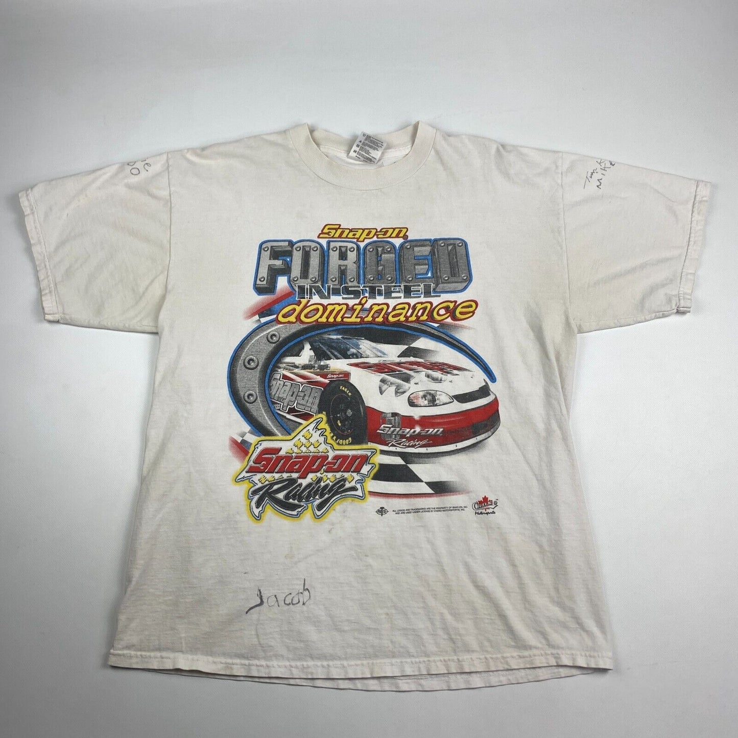 VINTAGE Nascar Snap-on Racing Forged In Steel White T-Shirt sz XL Men