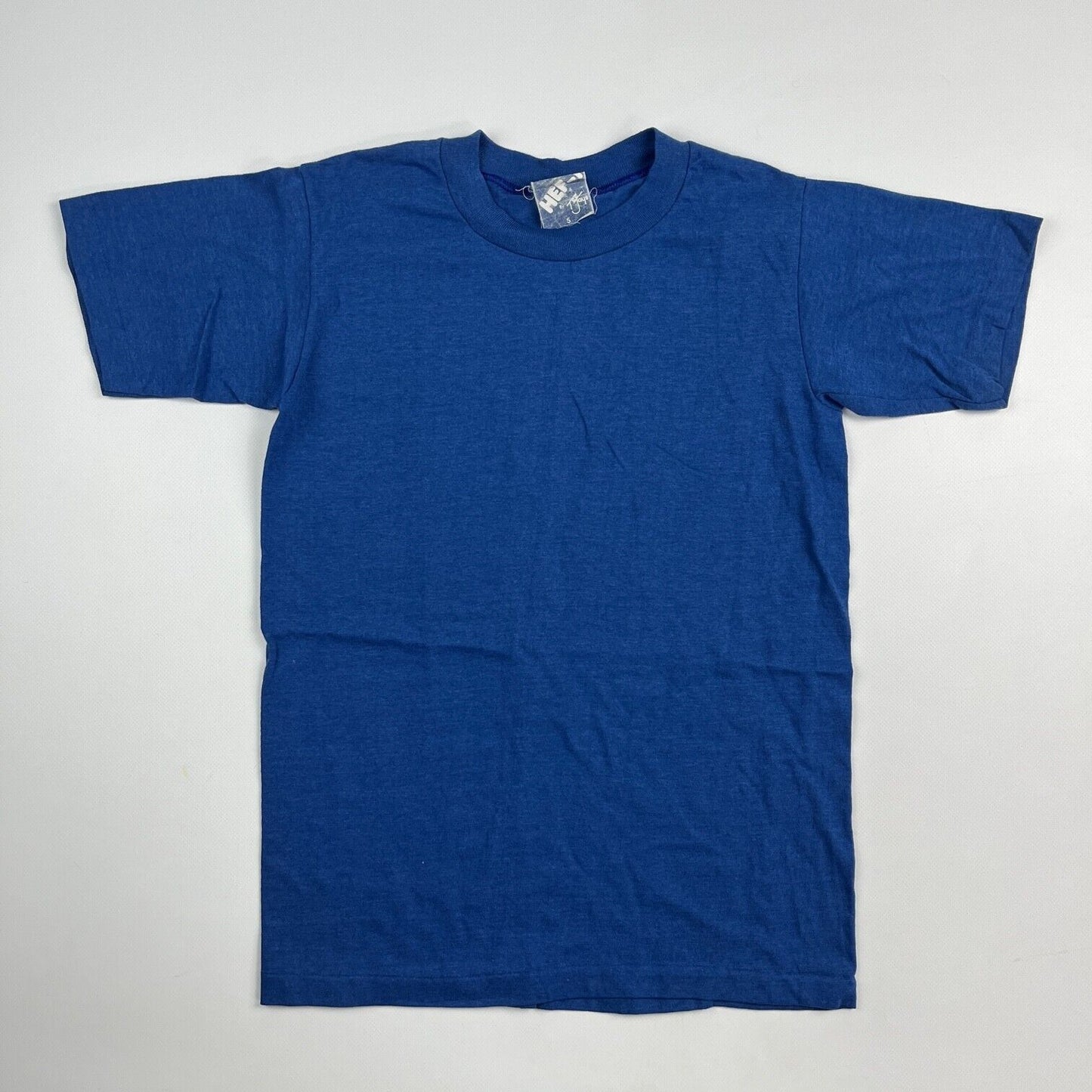 VINTAGE Blue Blank Shirt Mens Large Single Stitch 90s