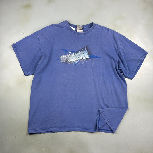 VINTAGE | NIKE 3D SWOOSH Blue T-Shirt sz XL Adult