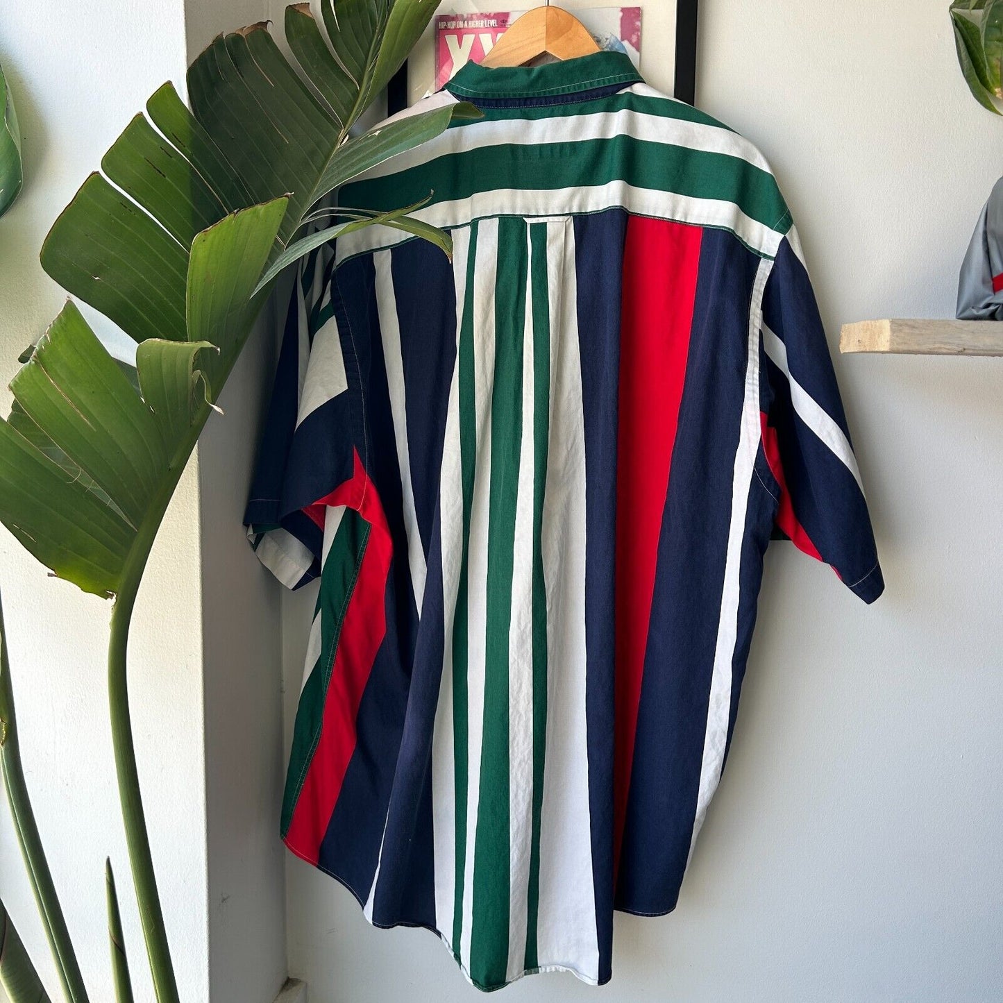 VINTAGE | Nautica Vertical Striped Short Sleeve Button Down Shirt sz XL