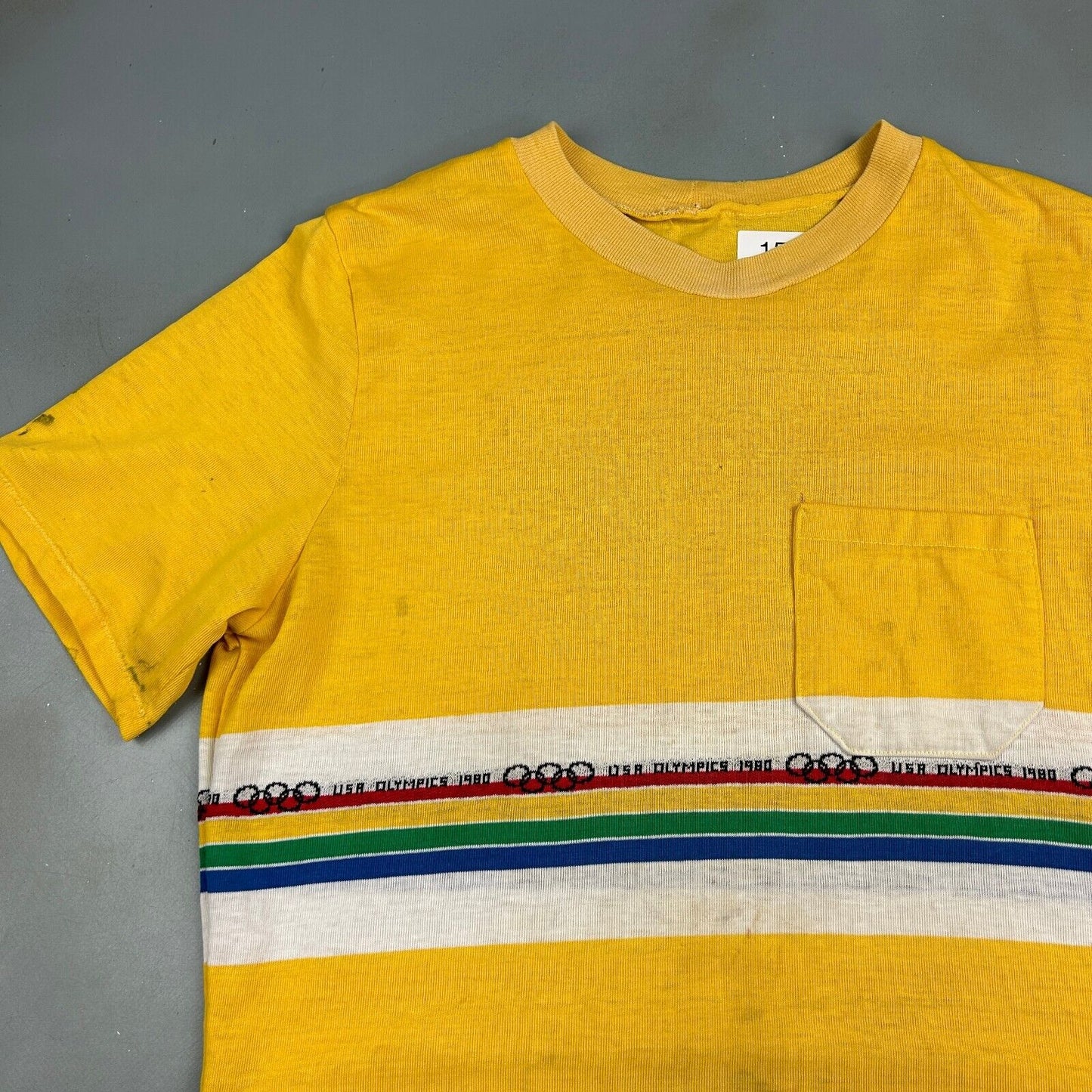 VINTAGE 80s | USA Olympics Knit Design Pocket T-Shirt sz M Men Adult