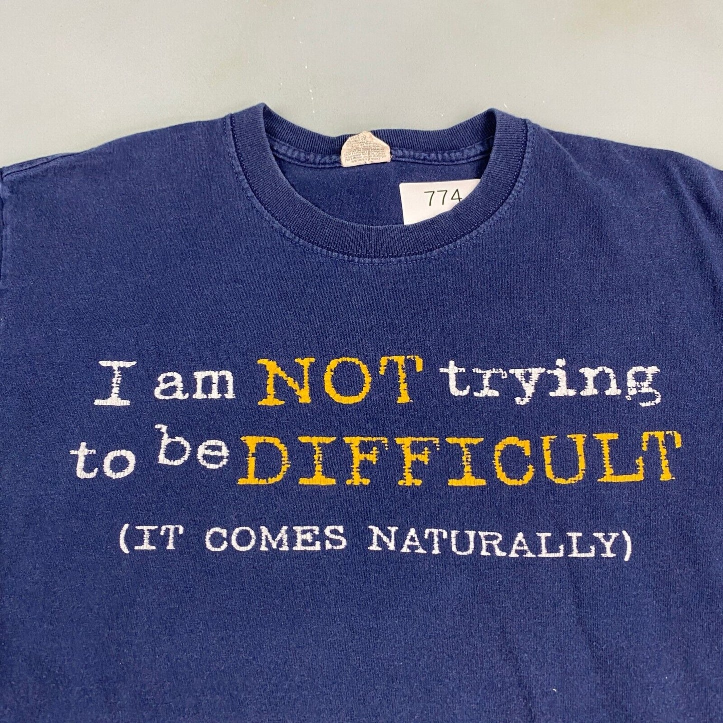VINTAGE I Am Not Trying to Be Difficult Quote T-Shirt sz Medium Men Adult