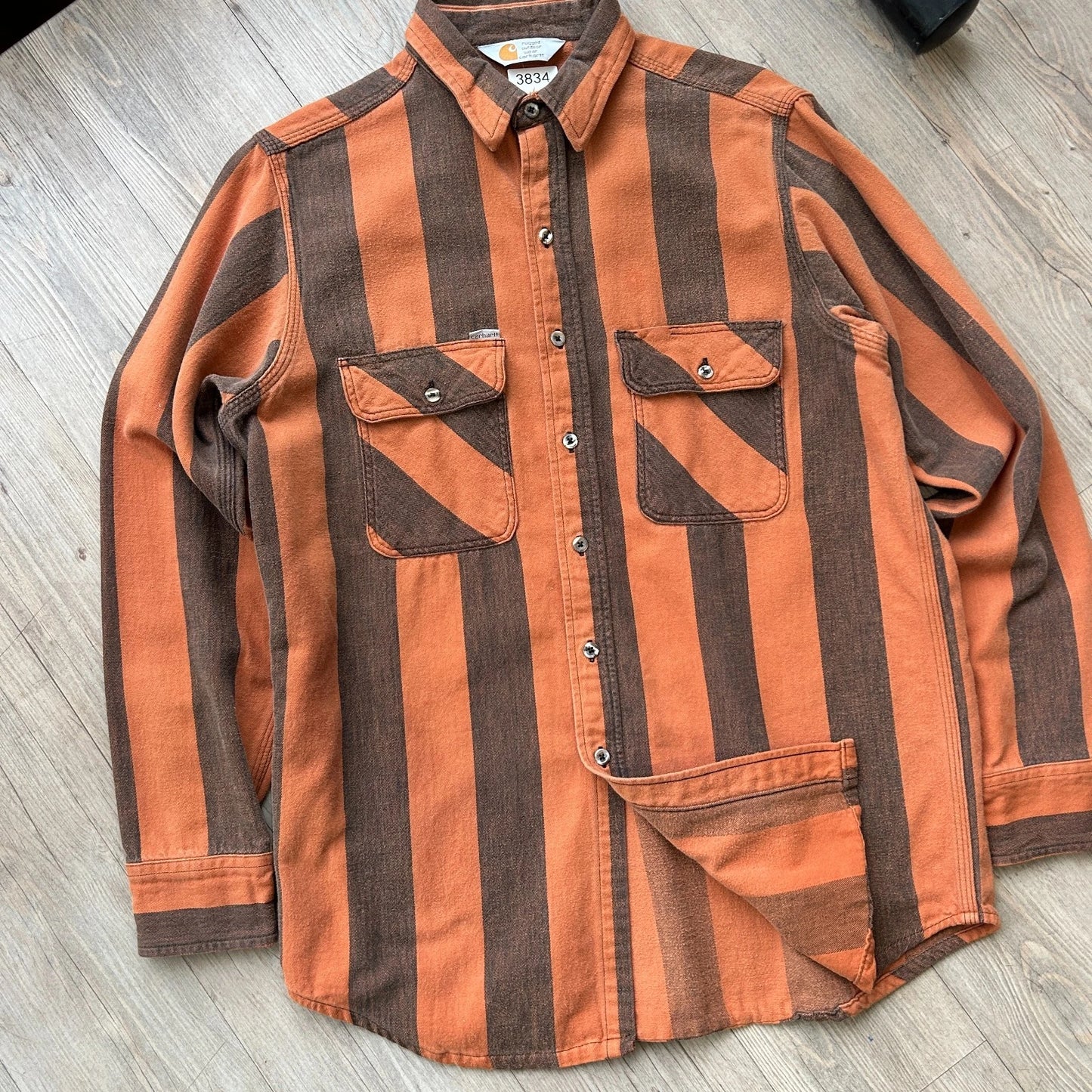 VINTAGE | Carhartt Rugged Outdoor Wear Striped Button Down Shirt sz L
