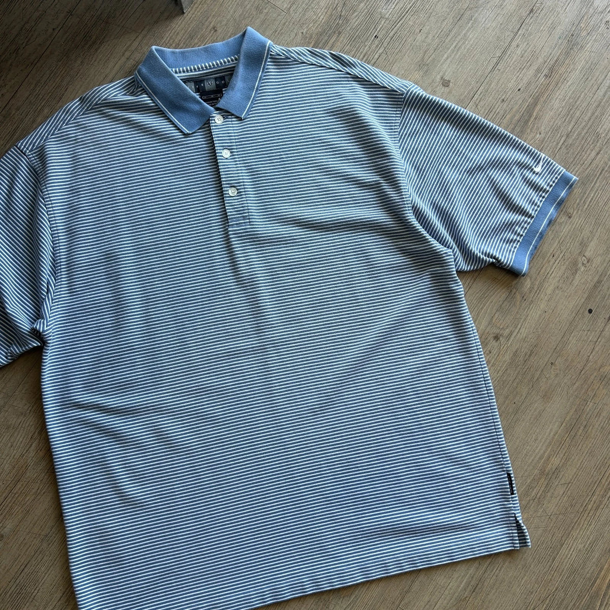 1990s - Y2k | NIKE Golf Striped Blue Dri-Fit Polo Shirt sz XL