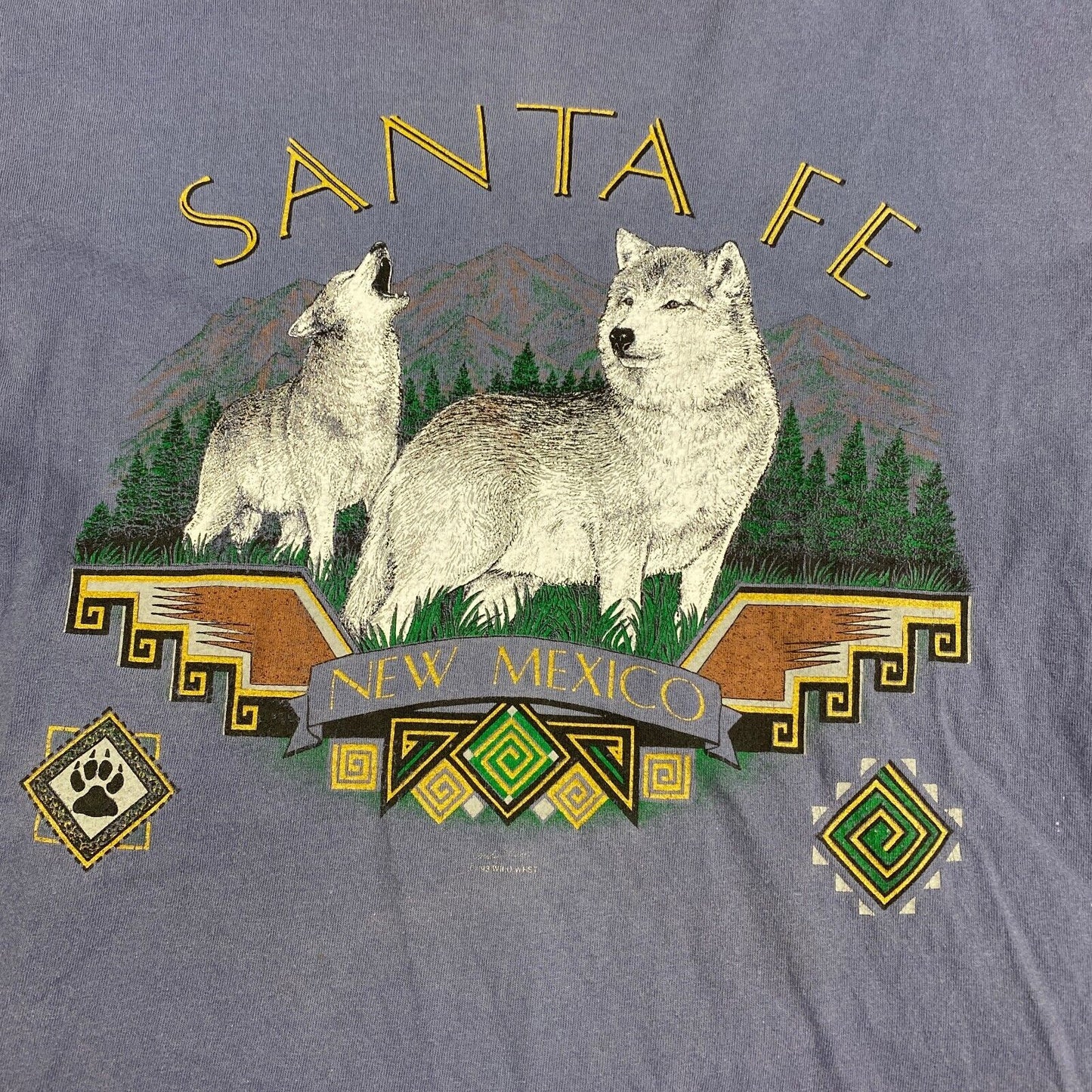 Vintage 90s Santa Fe New Mexico Wolves Faded T-Shirt sz Large Men Adult