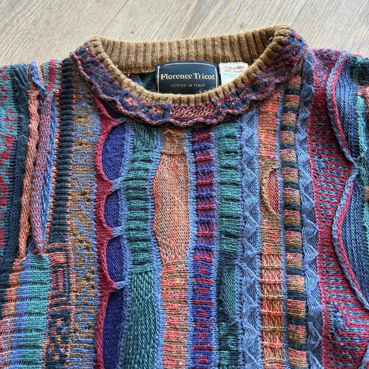 VINTAGE 90s | Florence Tricot Coogi Style 3D Knit Sweater sz L/XL