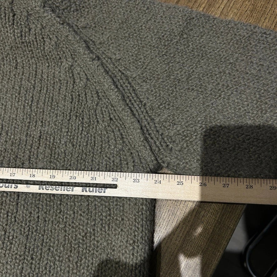 STUSSY | Fossil Green Hooded Alpaca Wool Full Zip Chunky Knit Sweater sz L NWT