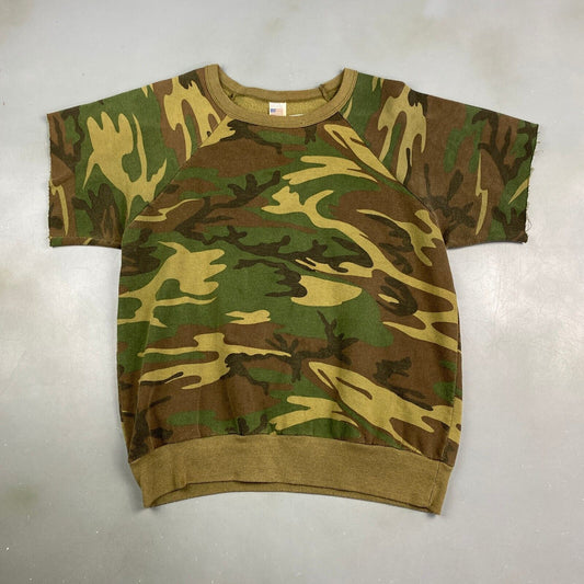 VINTAGE 80s Camouflage Hunting Short Sleeve Sweater sz Small Adult