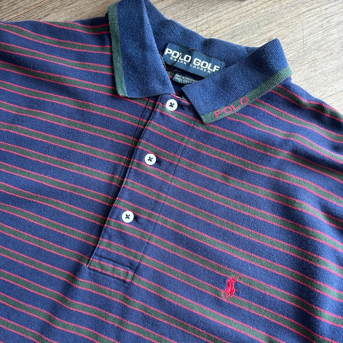 POLO GOLF | Ralph Lauren Striped Embroidered Horse Vintage Polo Shirt sz L