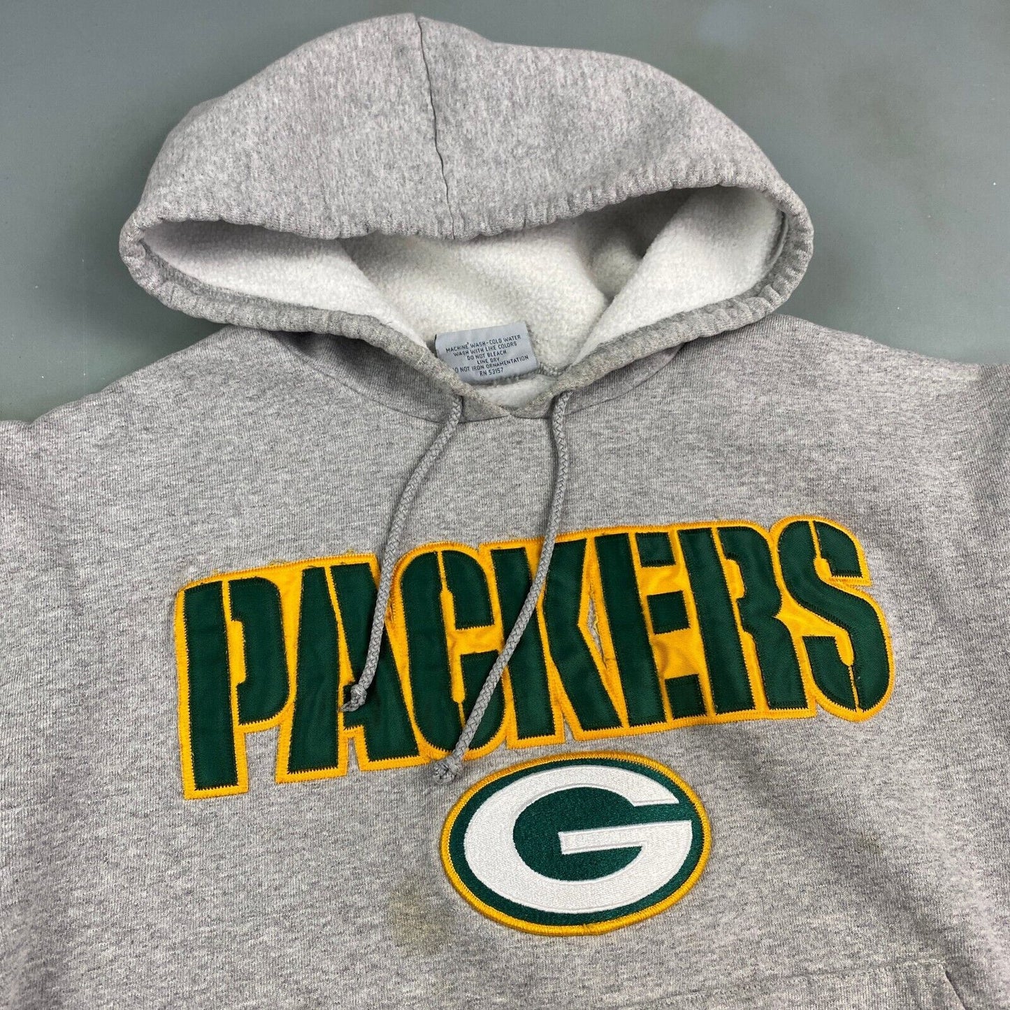 VINTAGE NFL Green Bay Packers Grey Hoodie Sweater sz Medium Men