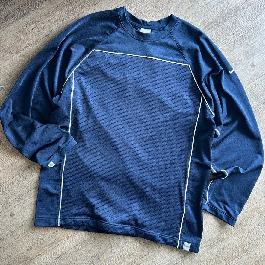 2000s | NIKE Hoops Navy Pin Stripe Long Sleeve Jersey T-Shirt sz L
