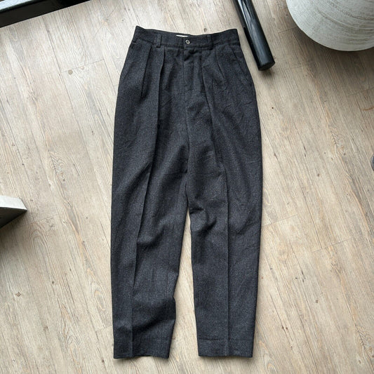 VINTAGE 80s | L.L Bean Black Wool Pleated Trouser Pants W29 L29