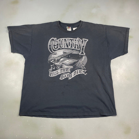 VINTAGE Country Till The Day I Die Music Band Black T-Shirt sz XXL Mens Adult
