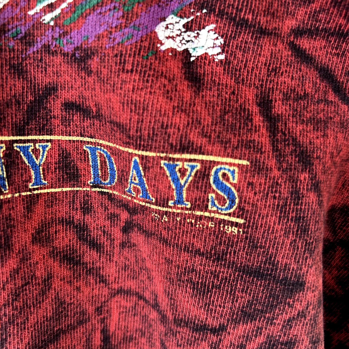 VINTAGE 1991 | Big Sky Montana Acid Wash Ski Crewneck Sweater sz L Adult