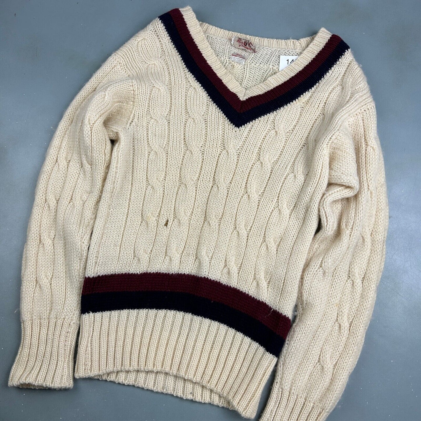 VINTAGE 70s | Cricket Tennis Wool Knit Sweater sz Sm Adult Made in England