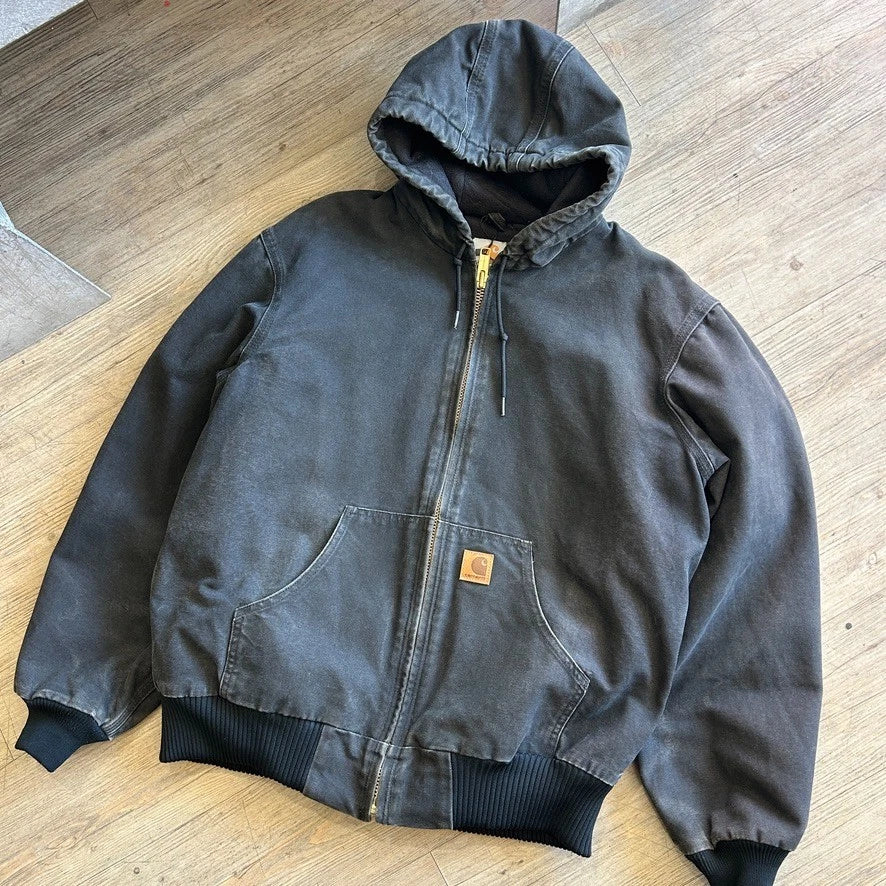 CARHARTT | Vintage Faded Black Hooded Active Jacket sz M/L