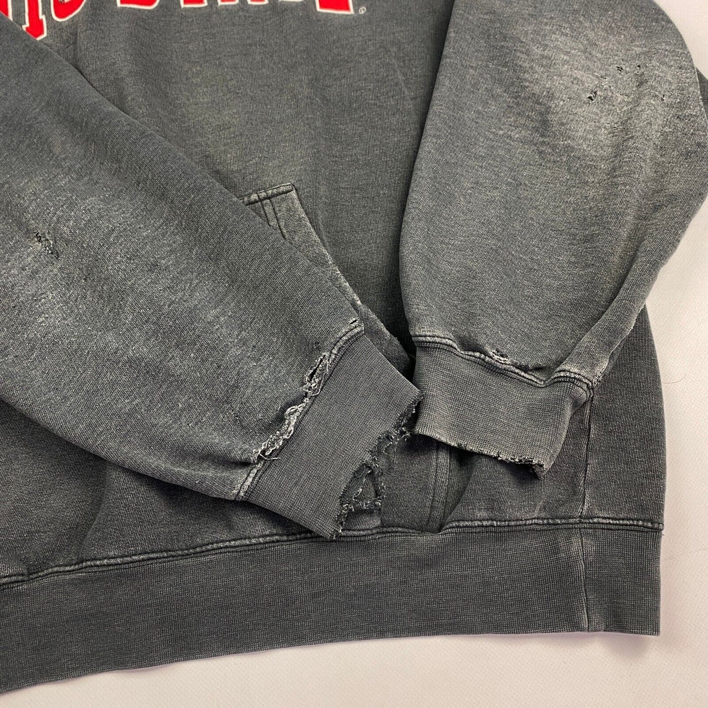 VINTAGE Ohio State Faded Charcoal Distressed Hoodie Sweater sz XL Men