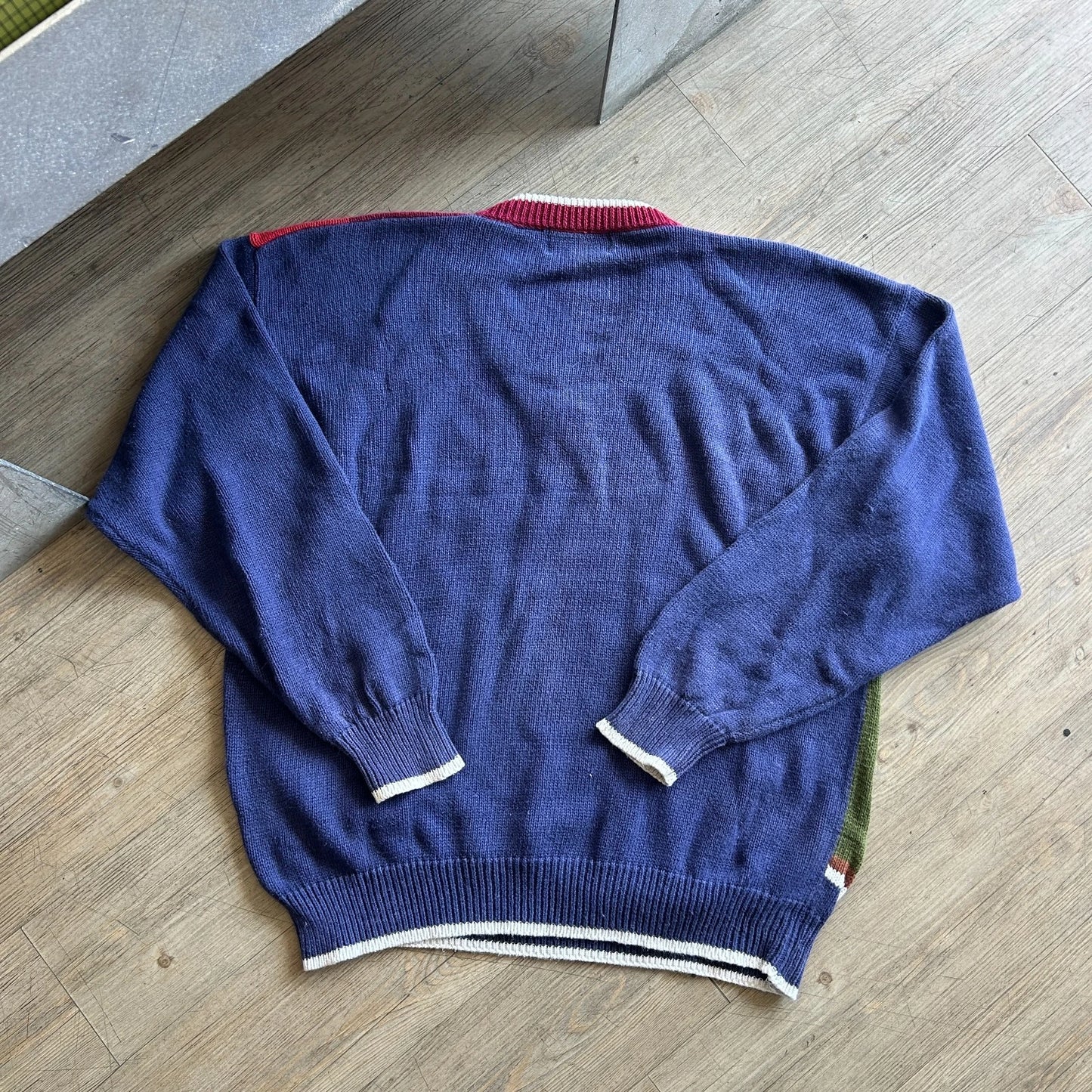 PAR FOUR | GOLF Shot Embroidered Artwork Vintage V-Neck Knit Sweater sz XL
