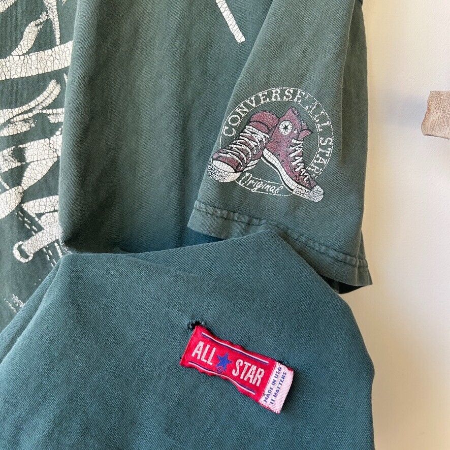 VINTAGE 90s | Converse All Star Faded Thrashed Shoe T-Shirt sz XL