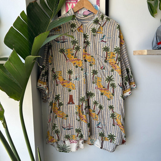 VINTAGE 80s 90s | California Rayon Short Sleeve Button Down Shirt sz XXL