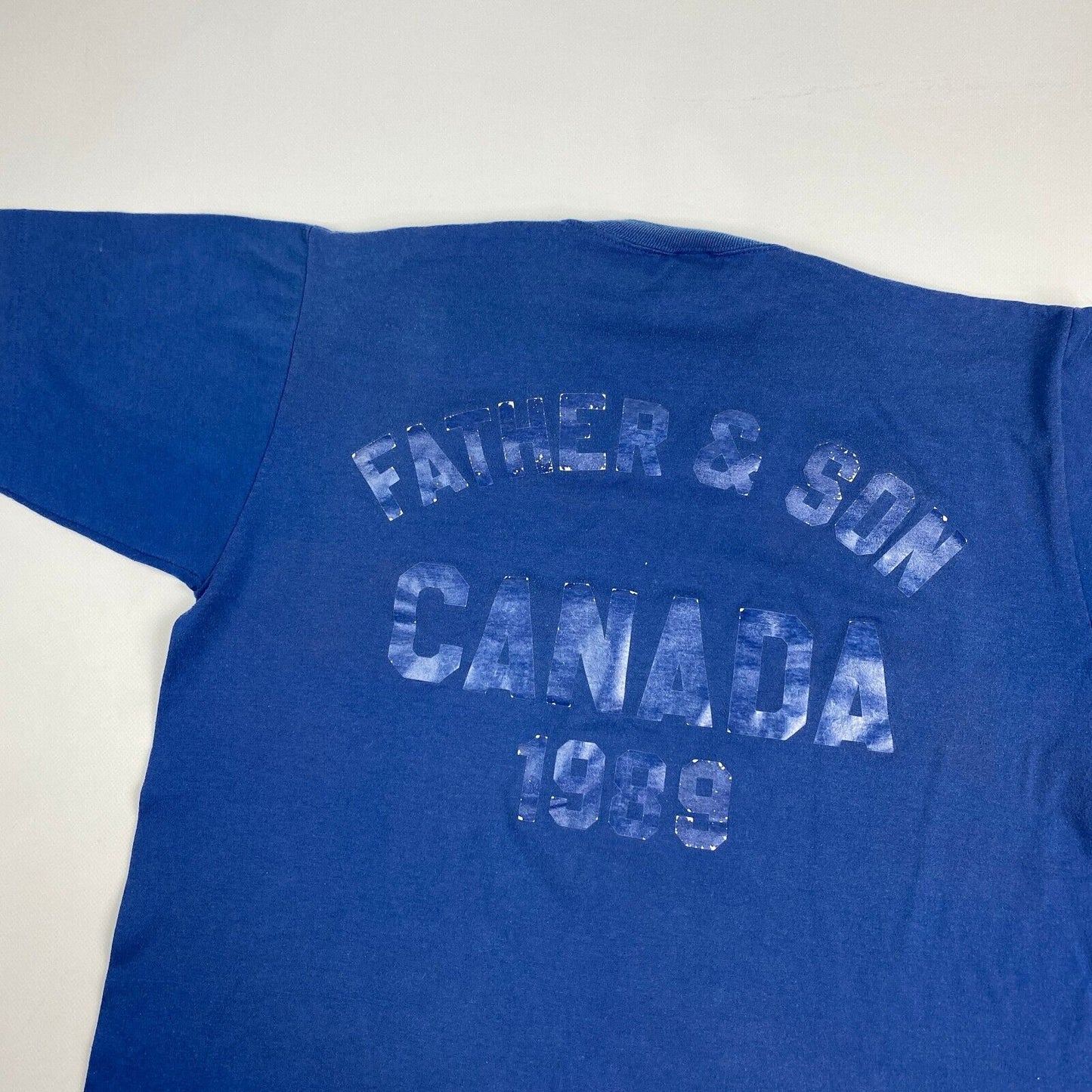 VINTAGE 80s Batchawana River Canada Blue T-Shirt sz Large Men