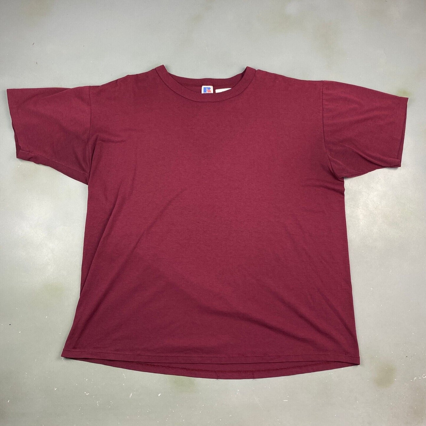 VINTAGE 90s Russell Athletic Faded Maroon Blank T-Shirt MadeinUSA sz XXL Men