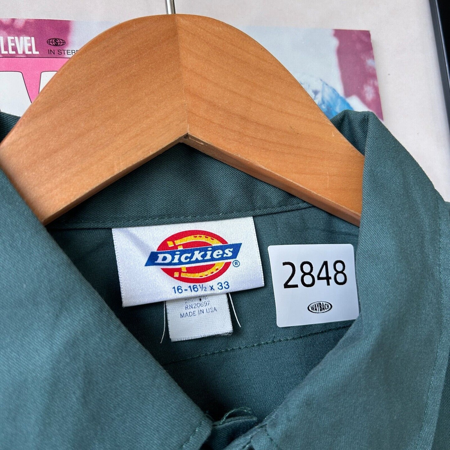 VINTAGE | Dickies Green Button Down Work Shirt sz L Tall