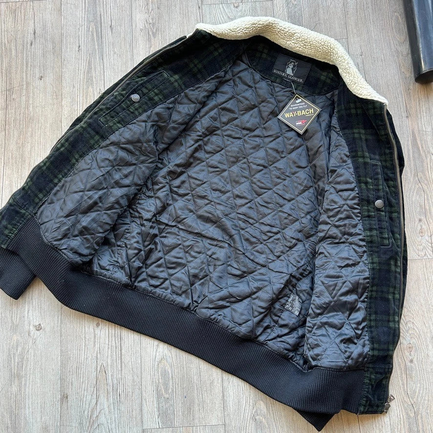 VINTAGE | Hysteric Glamour Plaid Bomber Jacket Sherpa Collar sz M