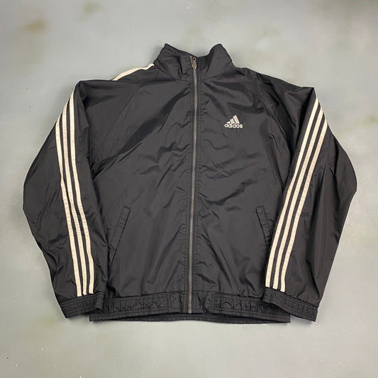 VINTAGE 90s Adidas Black Zip Up Windbreaker Jacket sz XL Adult