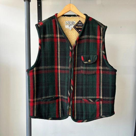 VINTAGE | Northern Spirit Wool Blend Plaid Sherpa Lined Vest Jacket sz M/L