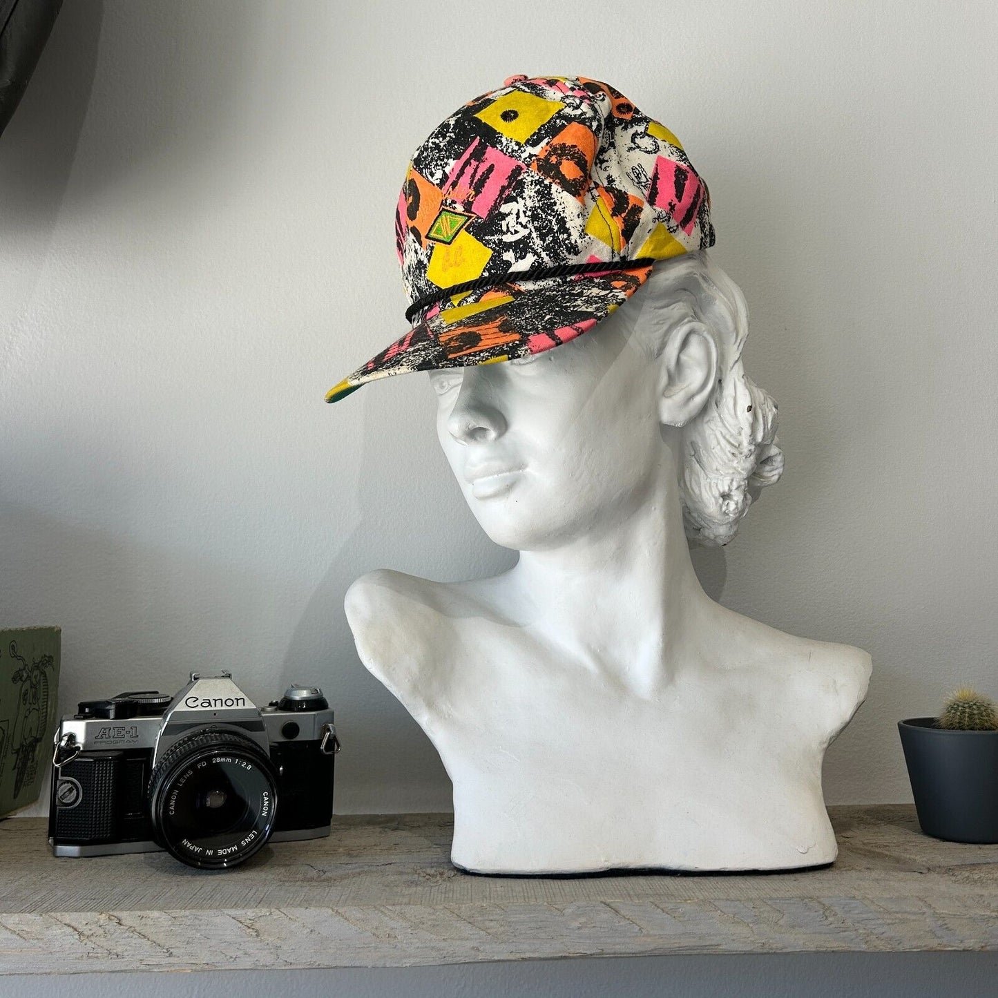 VINTAGE 80s | Retro Surf Style All Over Print Cap HAT One Size Adult