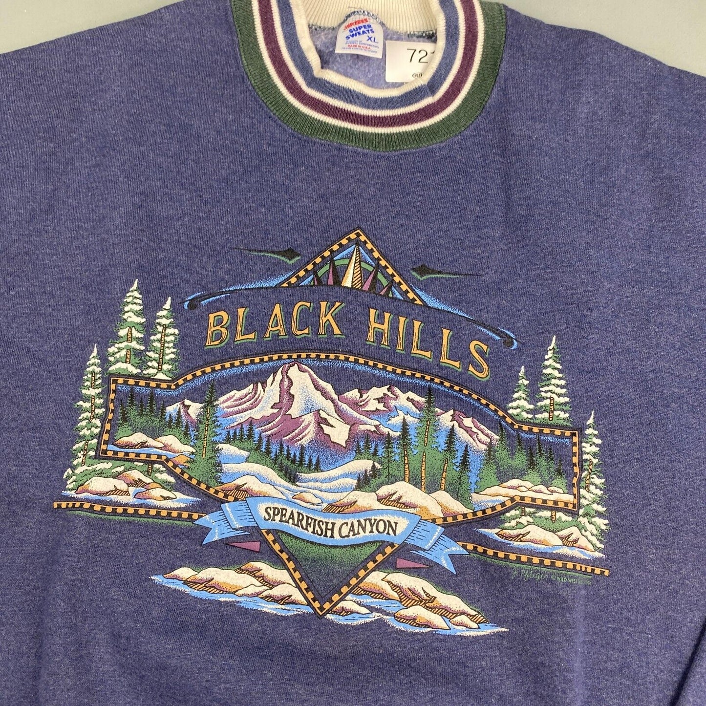 VINTAGE 90s Black Hills Spearfish Canyon Crewneck Sweater sz XL Mens Adult