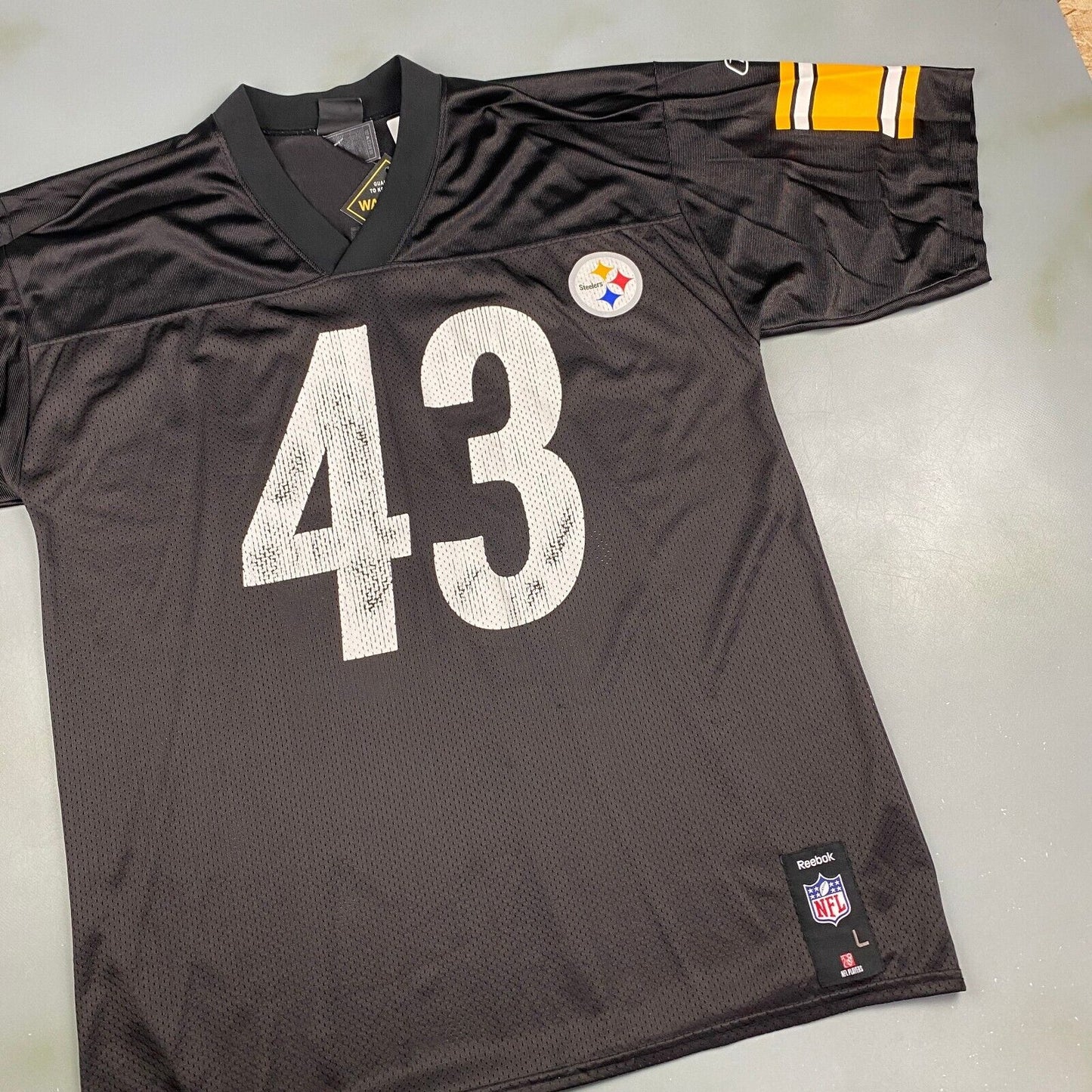 VINTAGE NFL Pittsburgh Steelers #43 Reebok Football Jersey sz Large Adult