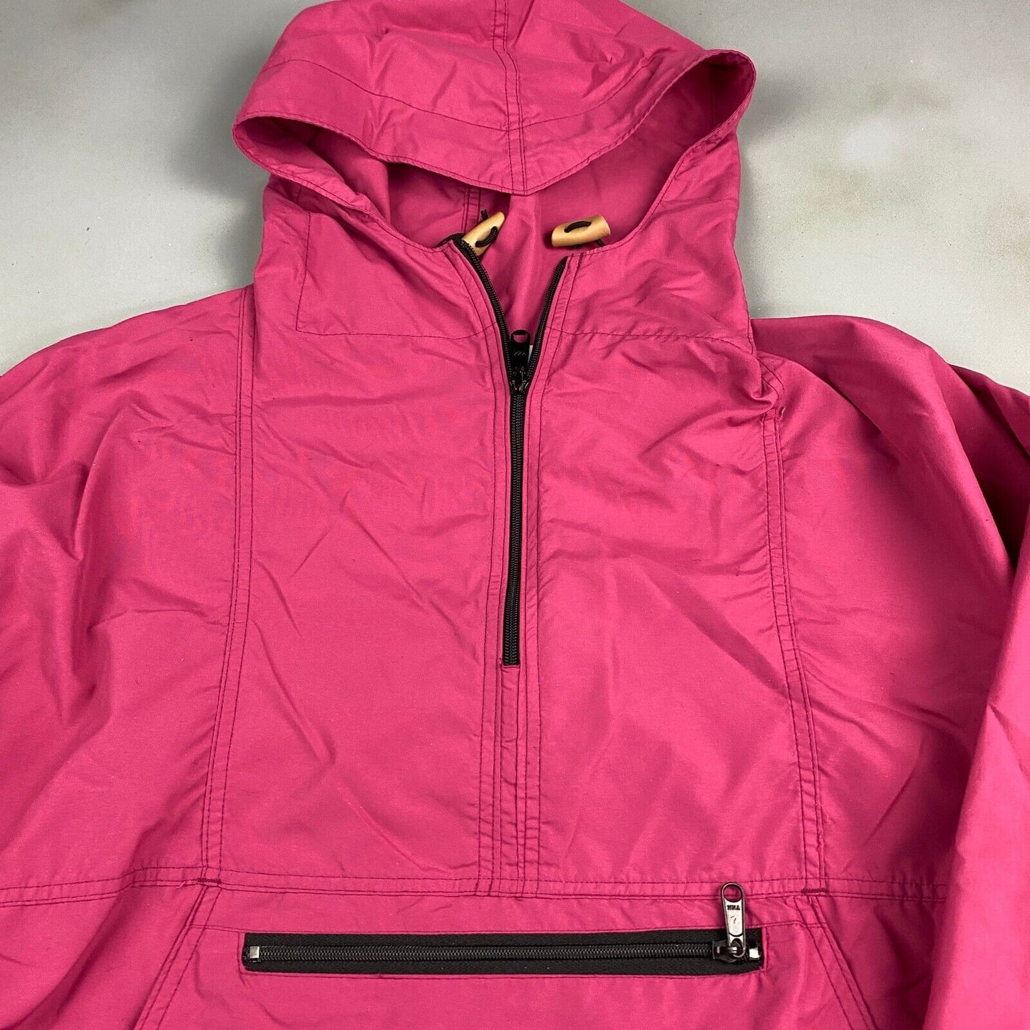 VINTAGE 90s L.L Bean 1/4 Zip Pink Anorak Windbreaker Jacket sz Large Men Adult