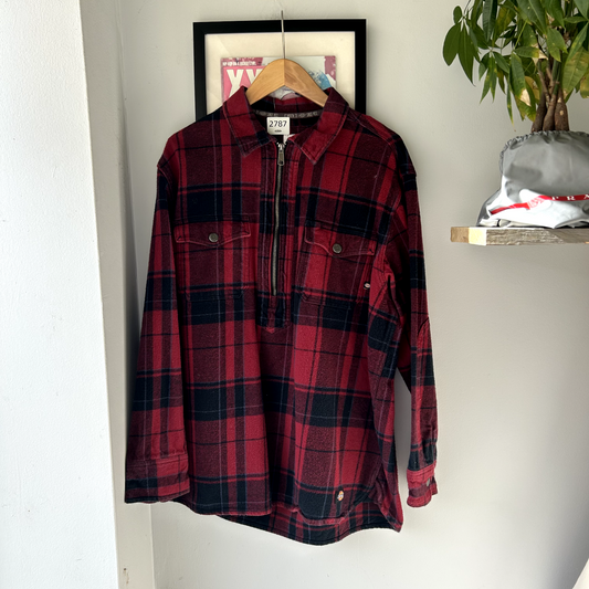 VINTAGE | 1990s Dickies Buffalo Plaid Zip Up Flannel Shirt sz L