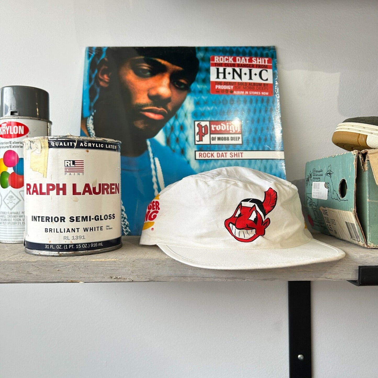VINTAGE 80s | Cleveland Baseball Burger King Painter Cap HAT One Size Adult
