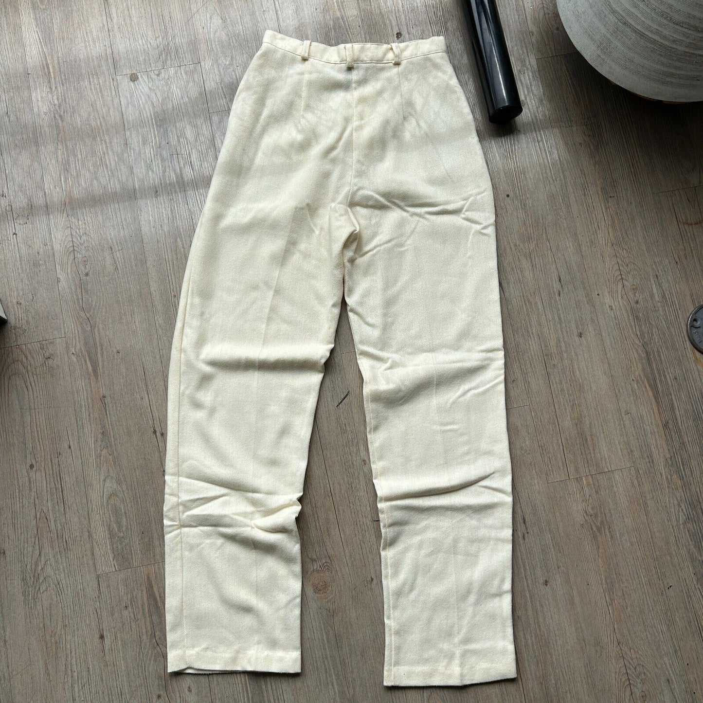 VINTAGE 80s | Cream Wool Blend Pleated Trouser Pants W26 L32