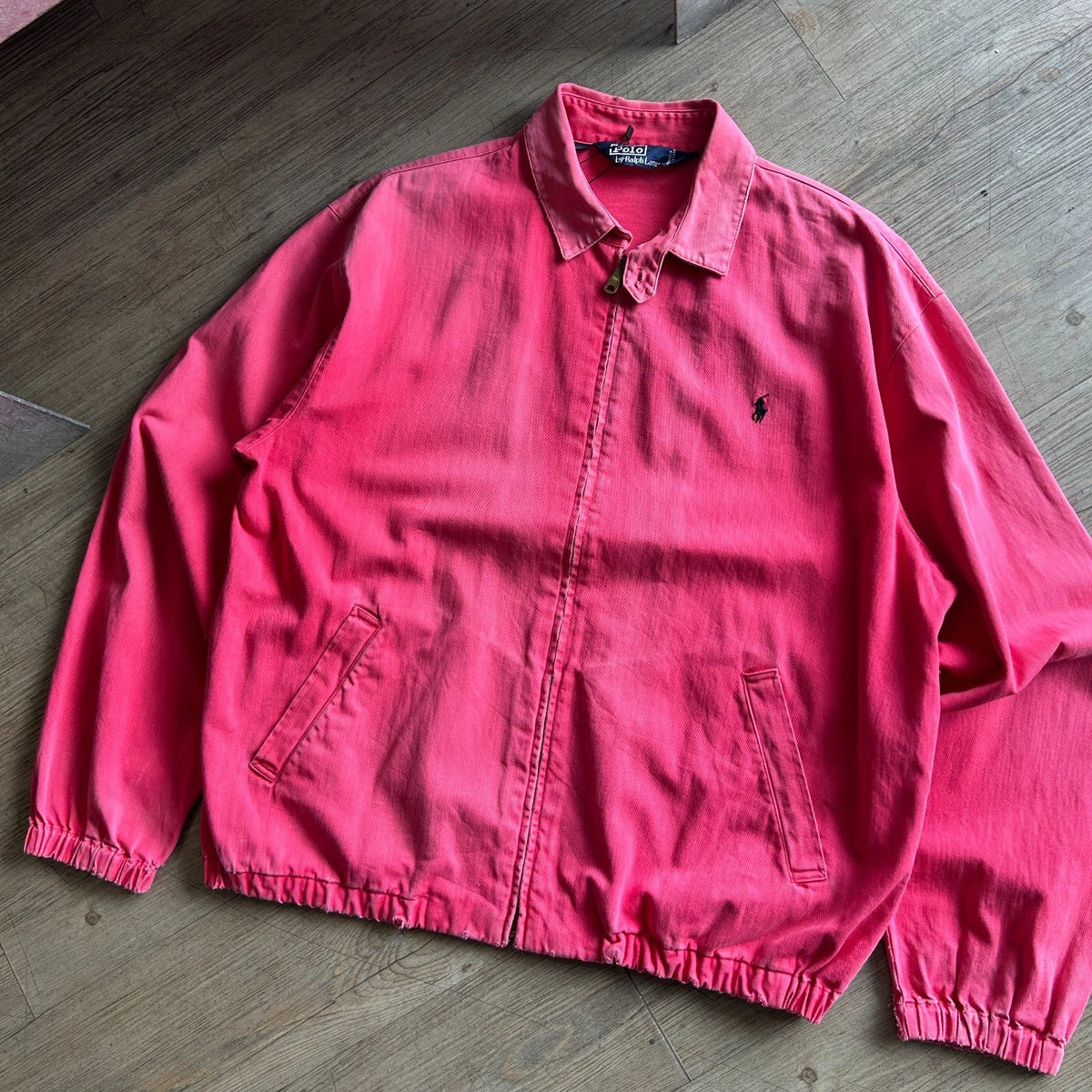 1990s | Polo by Ralph Lauren Sun Faded Pink Vintage Harrington Jacket sz M