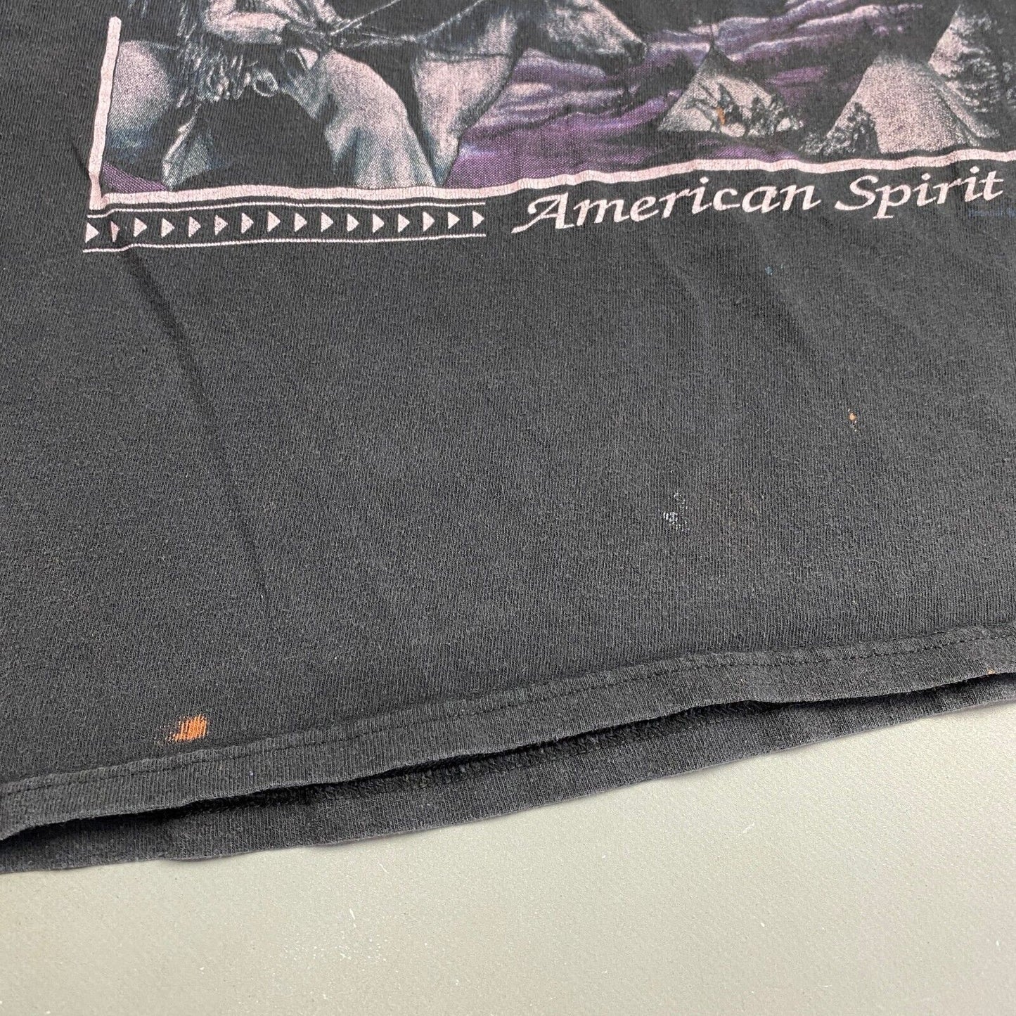 VINTAGE 90s American Spirit Wolf Native Nature Print Black T-Shirt sz XL Men
