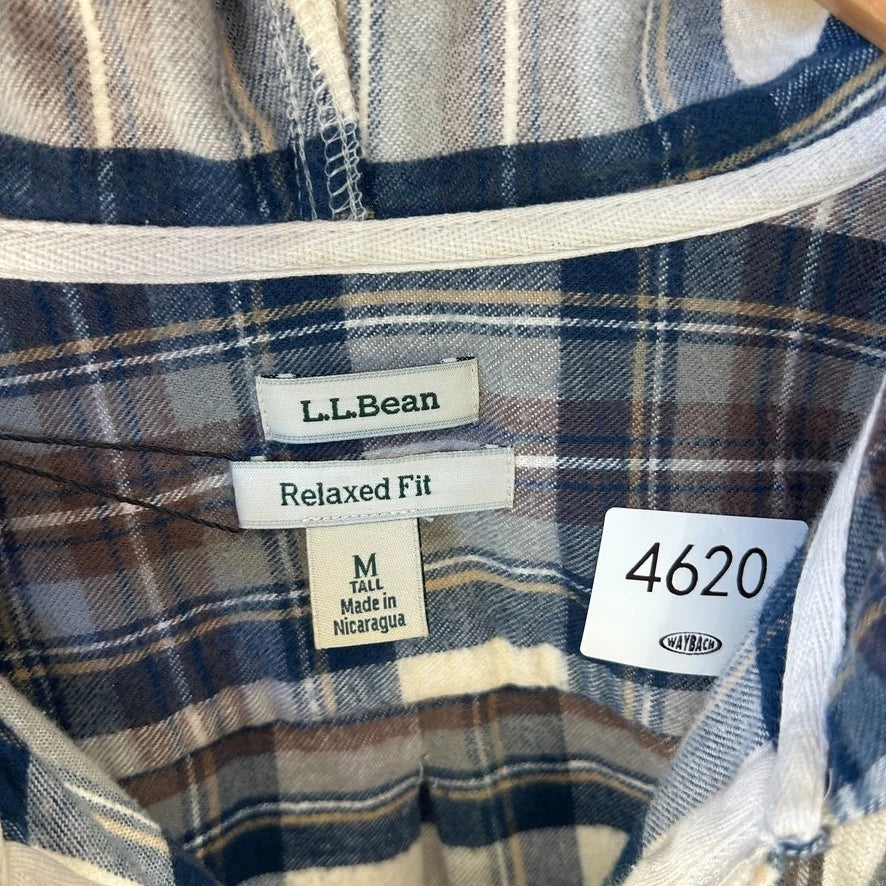 VINTAGE | L.L Bean Plaid Flannel Zip Up Hooded Shirt sz M/L