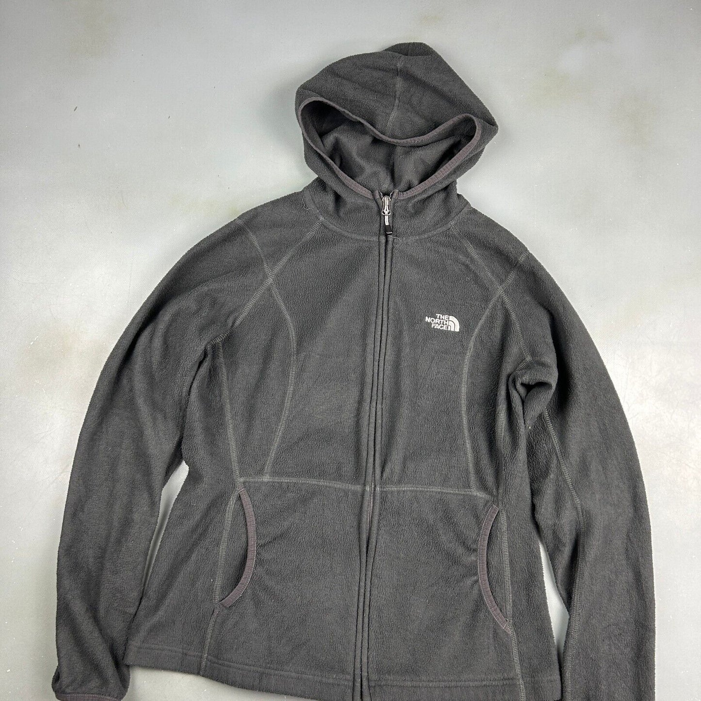 VINTAGE The North Face Grey Hooded Tech Fleece Sweater sz Medium Womens Adult