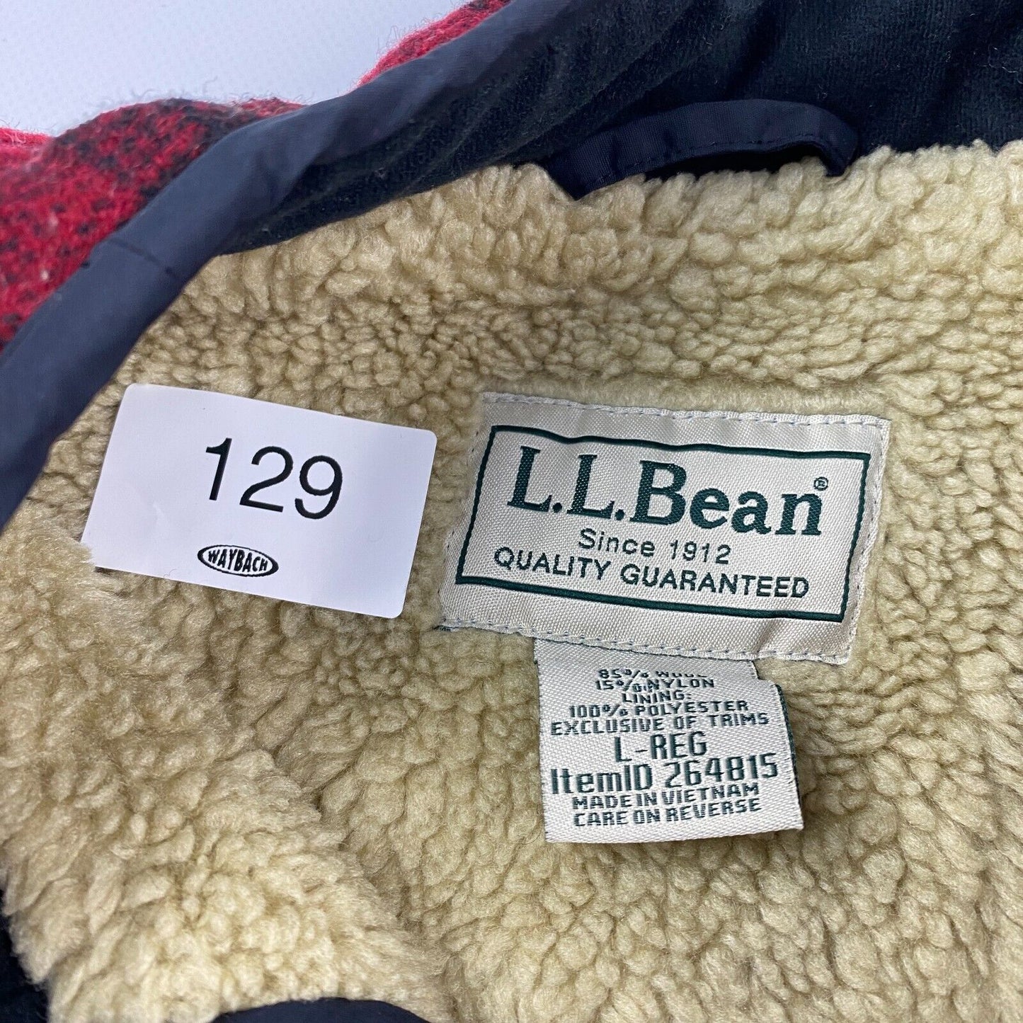 VINTAGE L.L Bean Plaid Sherpa Lined Vest Jacket sz Large Reg Men