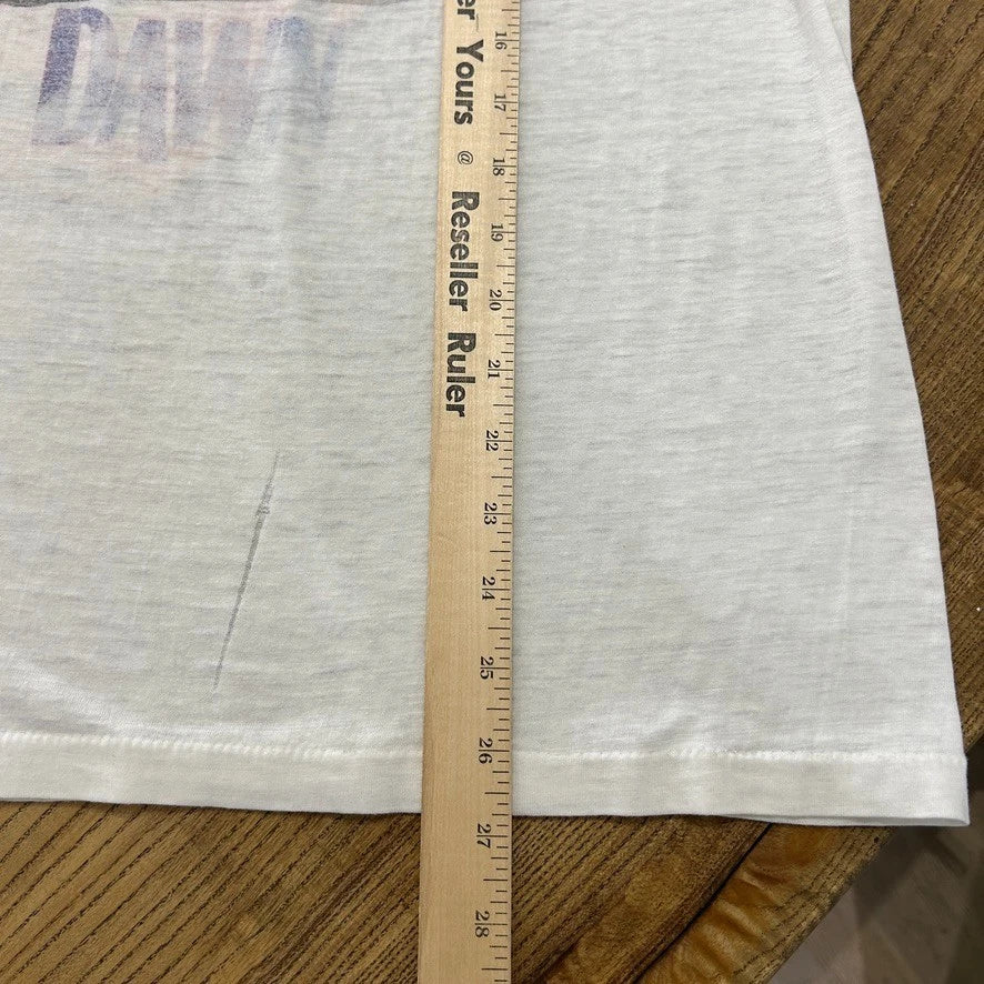 VINTAGE 90s | Tide Racing Heavy Fade Paper Thin White T-Shirt sz M