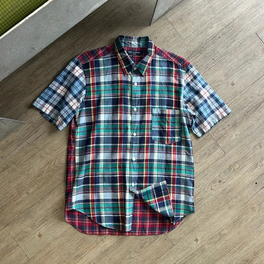 Comme Des Garcons Homme | Two Tone Plaid Short Sleeve Button Down Shirt sz S/M