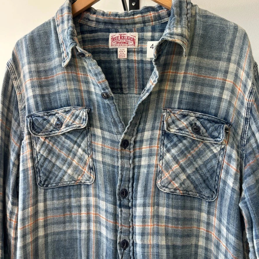 TRUE RELIGION Sportswear | Plaid Flannel Vintage Cotton Button Down Shirt sz L
