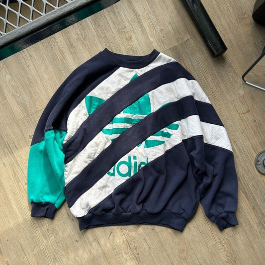 VINTAGE 80s | Adidas 3 Stripes Color Block Crew Sweater sz M