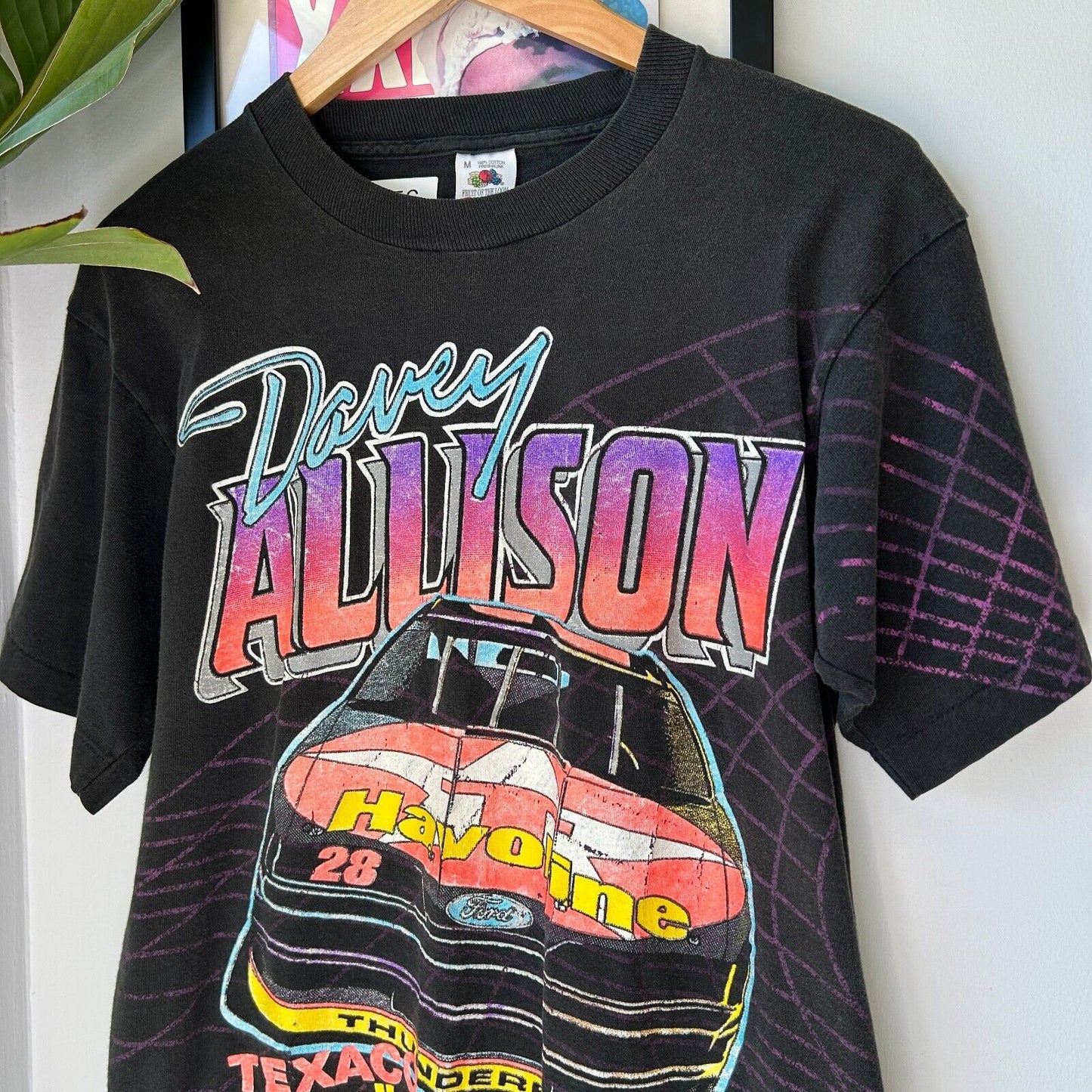 VINTAGE 1992 | Davey Allison Texaco Racing Big Car Graphic T-Shirt sz S Adult
