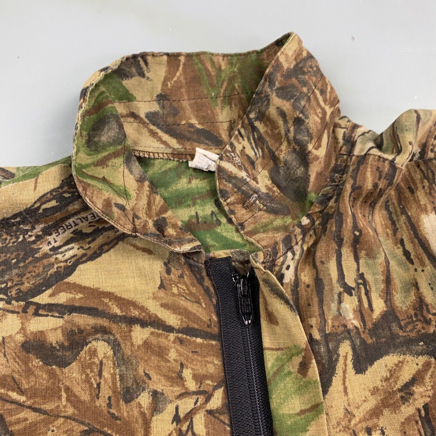 VINTAGE 90s Real Tree Cotton Blend Sheer Zip Up Jacket sz Large Adult