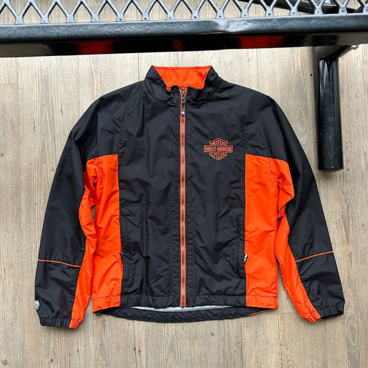 VINTAGE | Harley Davidson Nylon Biker Windbreaker Jacket sz L Ladies / Sm Adult