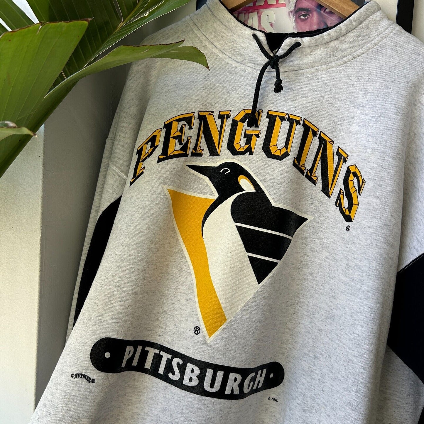 VINTAGE 90s | Pittsburgh Steelers Nutmeg Collared Hockey Sweater sz L Adult